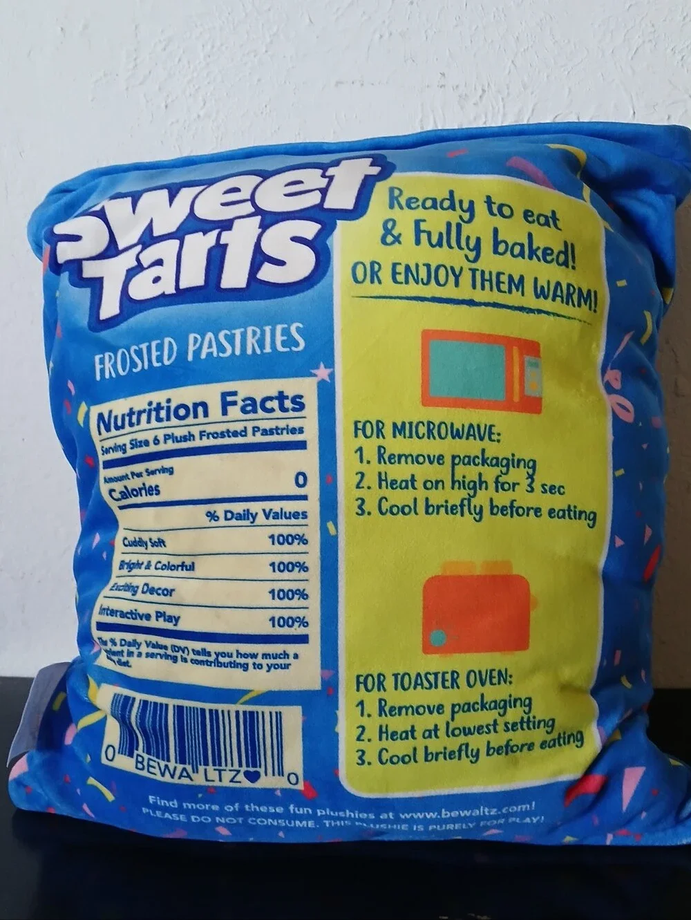 Sweet Tarts Plush Pillow with Smiling Pastry Pockets - Blue